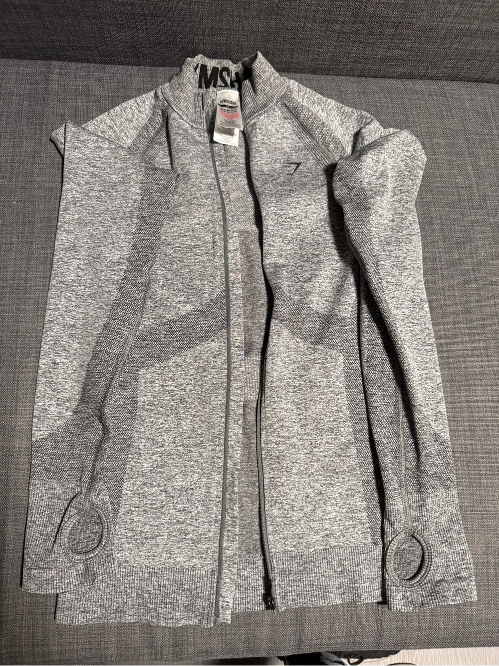 Gymshark Light Heather Grey Seamless Full-Zip Jacket